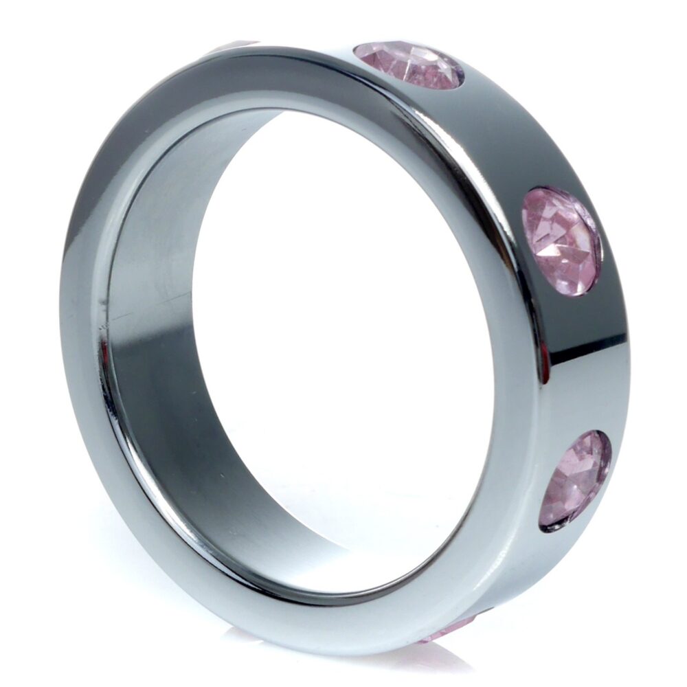 Metal Cock Ring with Rose Diamonds Large