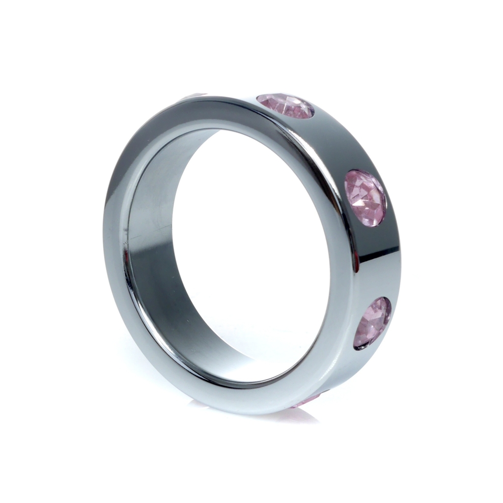 Metal Cock Ring with Rose Diamonds Large
