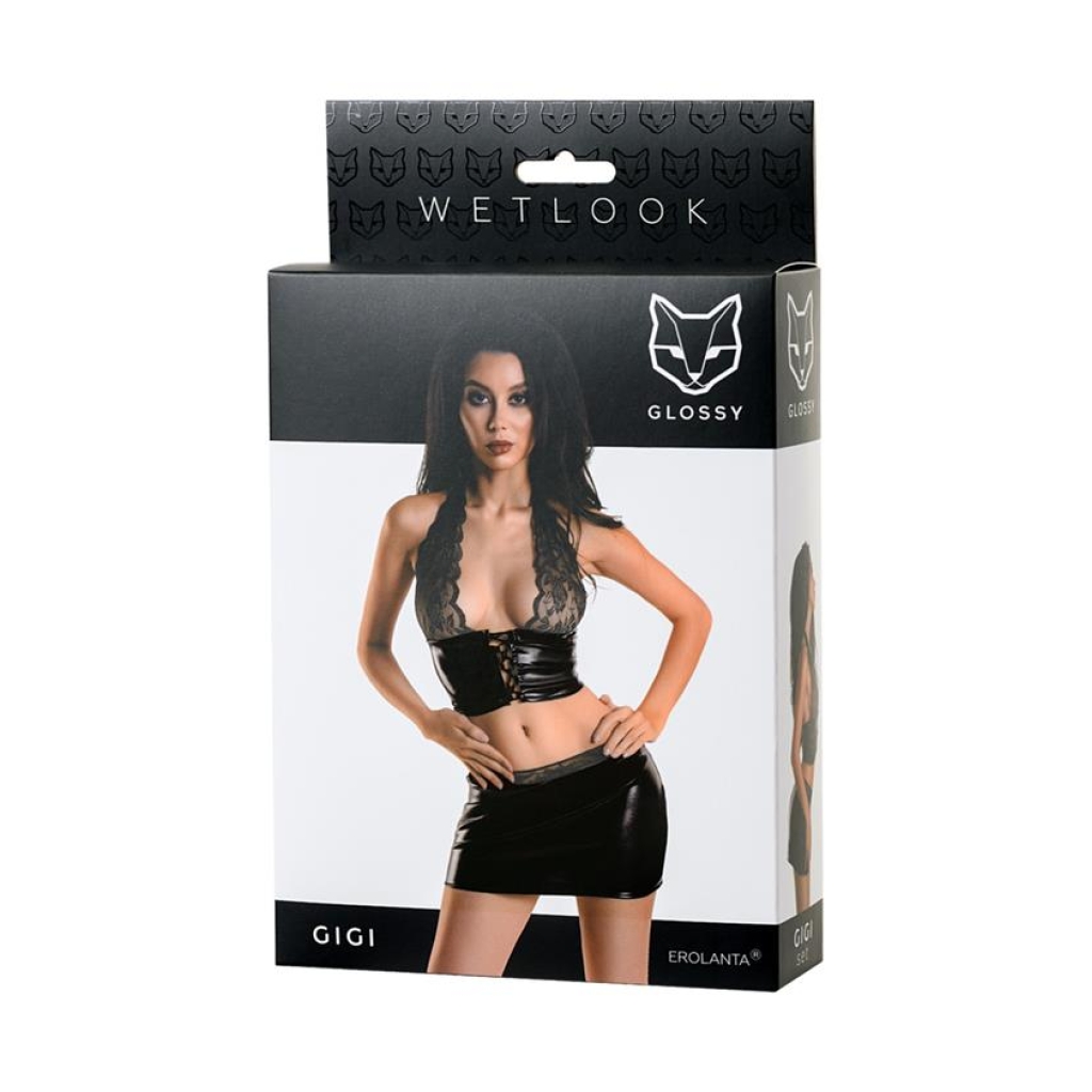 Glossy - Wetlook shiny set GIGI - black - XL