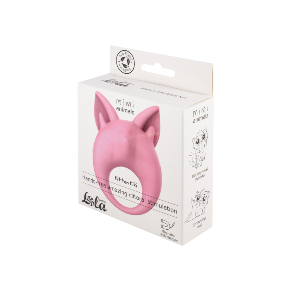 Rechargeable ring for clitoral stimulation MiMi Animals Kitten Kiki Light Pink