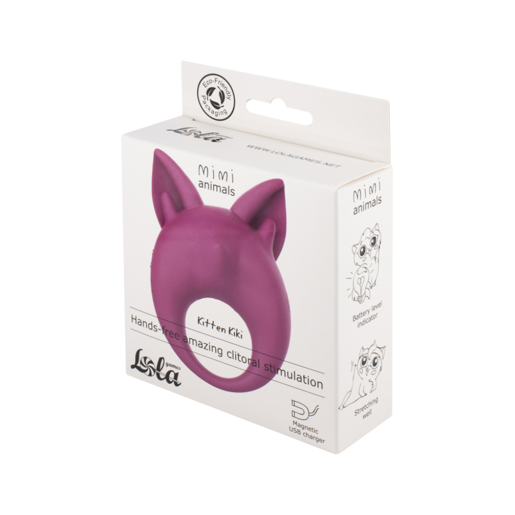 Rechargeable ring for clitoral stimulation MiMi Animals Kitten Kiki Purple