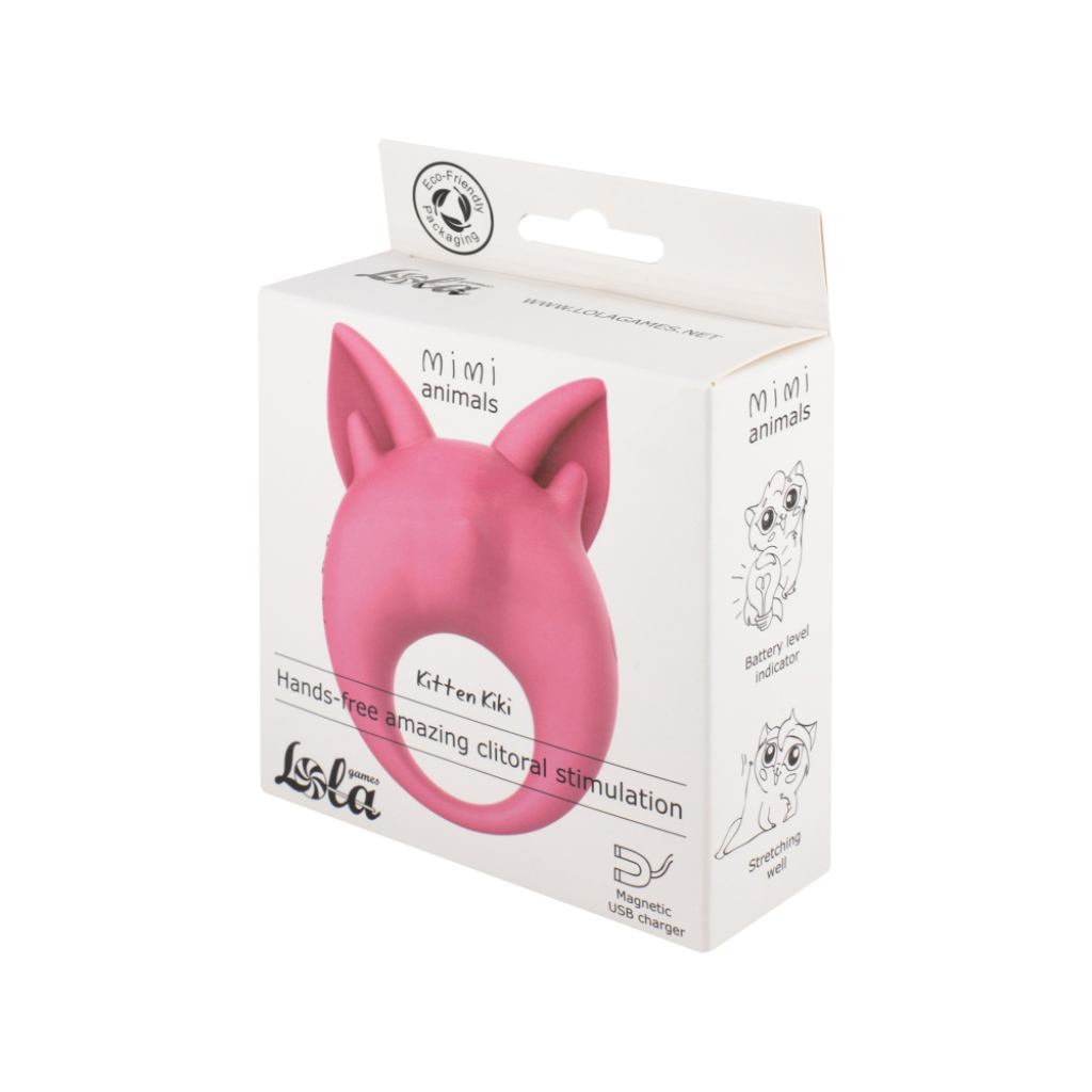 Rechargeable ring for clitoral stimulation MiMi Animals Kitten Kiki Pink