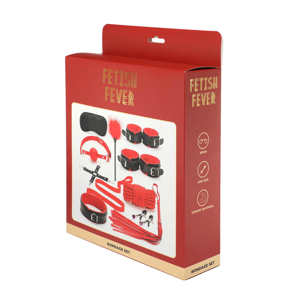 Fetish Fever - Bondage Set - 10 pieces - Red/Black