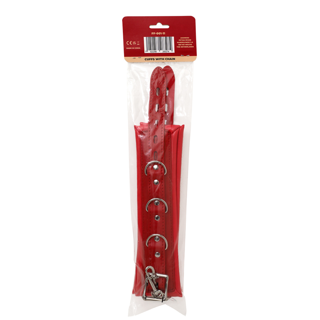 Fetish Fever - Cuffs with chain - Red - Image 3