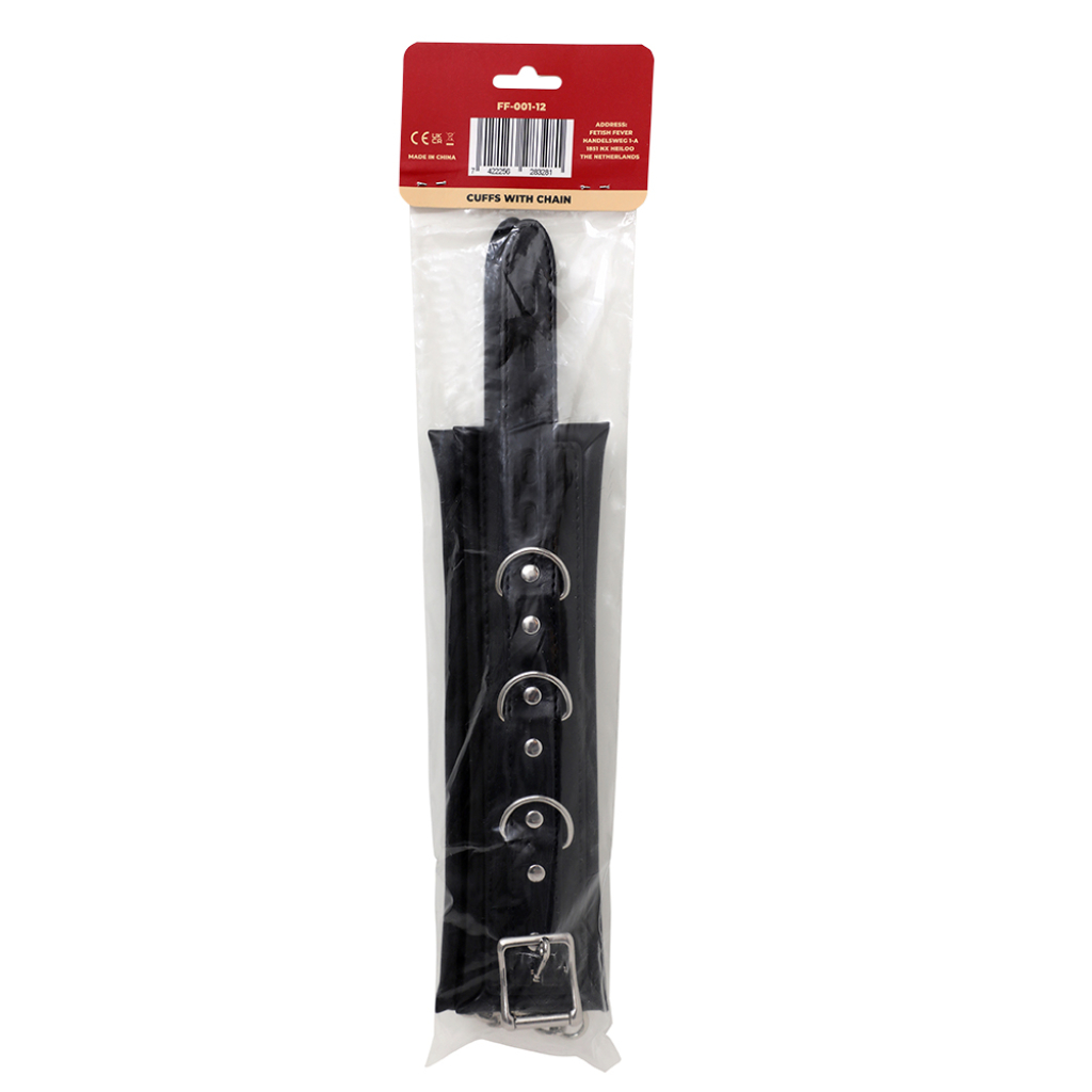Fetish Fever - Cuffs with chain - Zwart - Image 2
