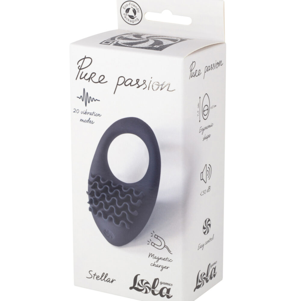Rechargeable Vibro cockring Pure Passion Stellar Black