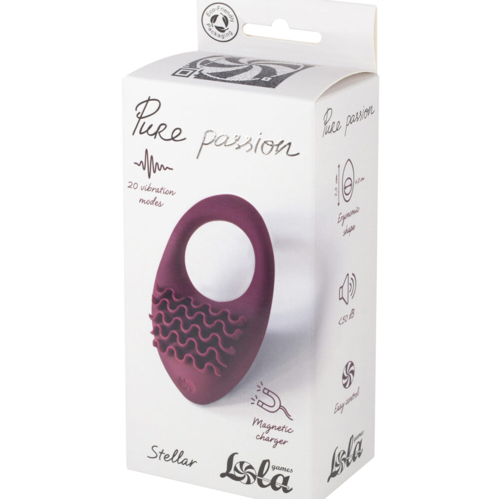 Rechargeable Vibro cockring Pure Passion Stellar Wine Red