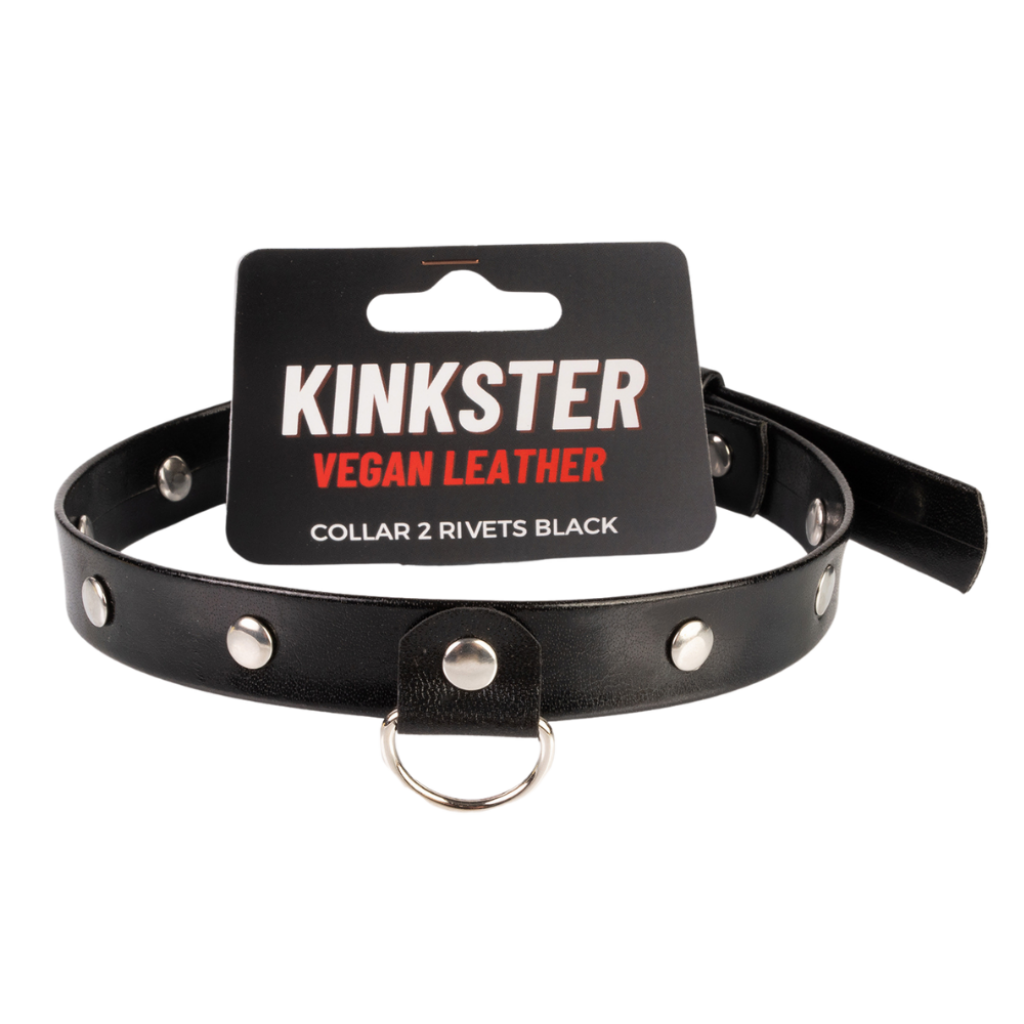 Kinkster - Vegan Leather - Handmade - Collar 2 spikes black