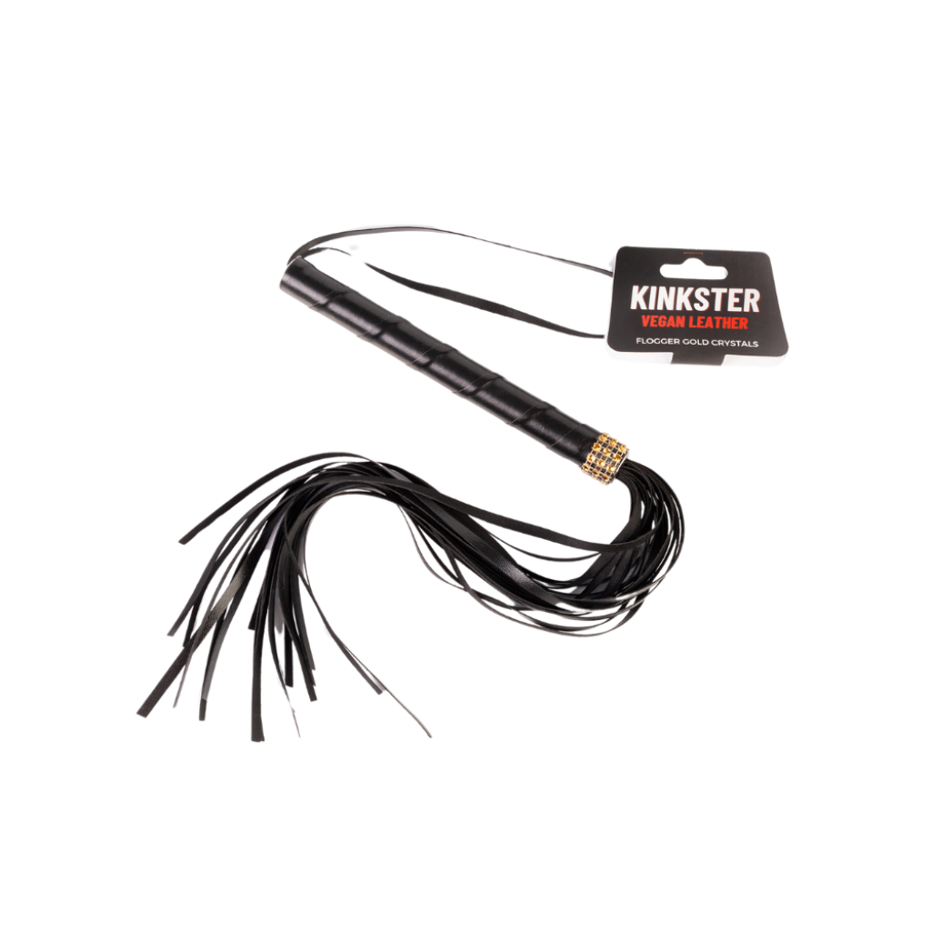 Kinkster - Vegan Leather - Handmade - Flogger gold crystals