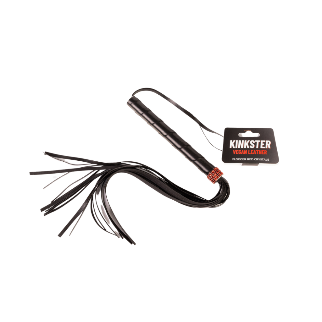 Kinkster - Vegan Leather - Handmade - Flogger red crystals