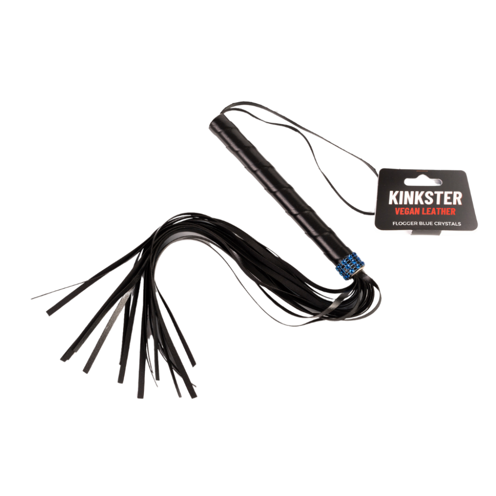 Kinkster - Vegan Leather - Handmade - Flogger blue crystals