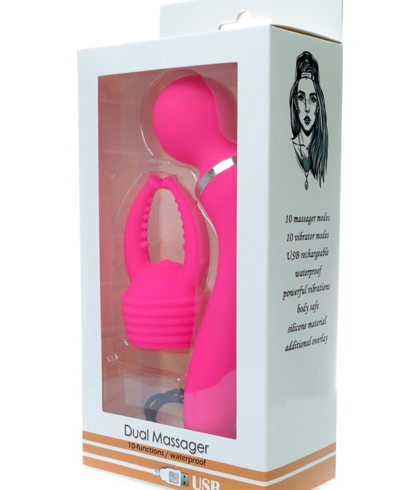 Dual Massager + overlay USB 10+10 functions Pink