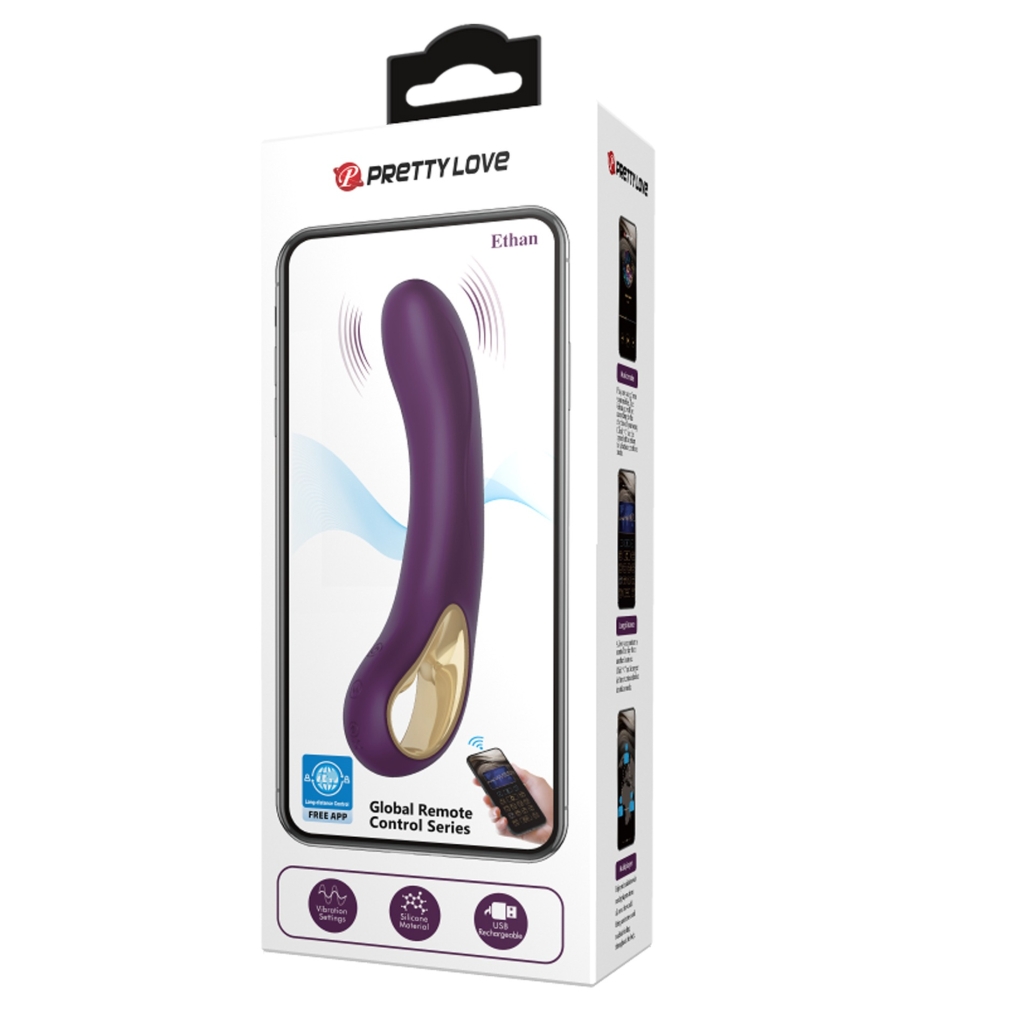 PRETTY LOVE - Ethan purple, 12 vibration functions Mobile APP Long-distance Control - USB - Image 3