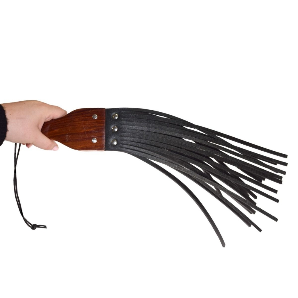 Prowler RED Leather and Wood Fringe Paddle - Image 3