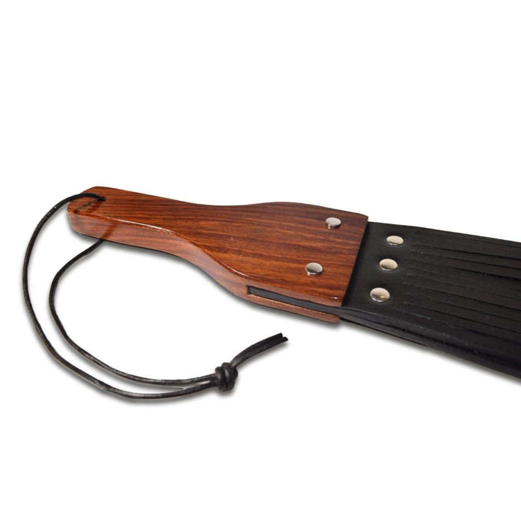 Prowler RED Leather and Wood Fringe Paddle - Image 2