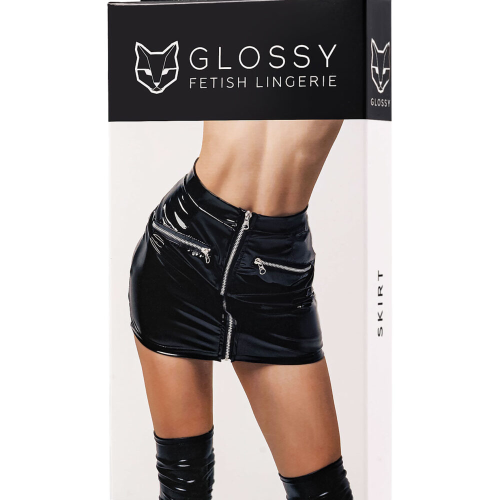 Glossy - Billie - skirt - wetlook - black - XL