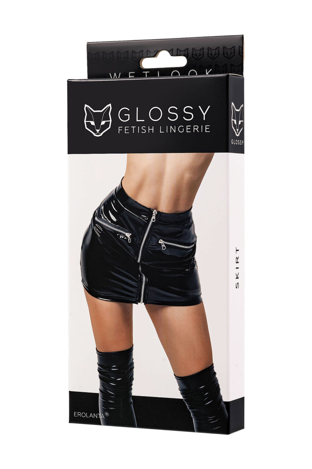 Glossy - Billie - skirt - wetlook - black - S