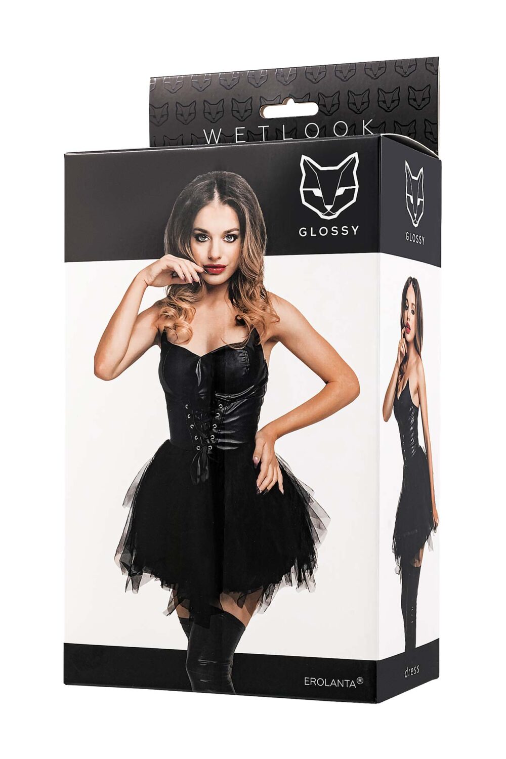 Glossy - Elisia - dress - wetlook - black - S
