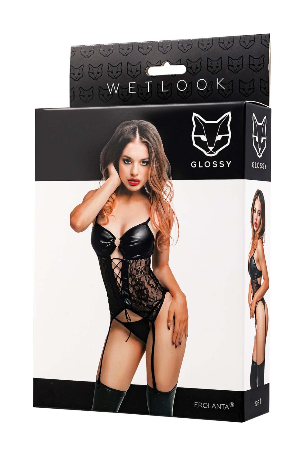 Glossy - Miriam - set (top + panties) - wetlook - black - M