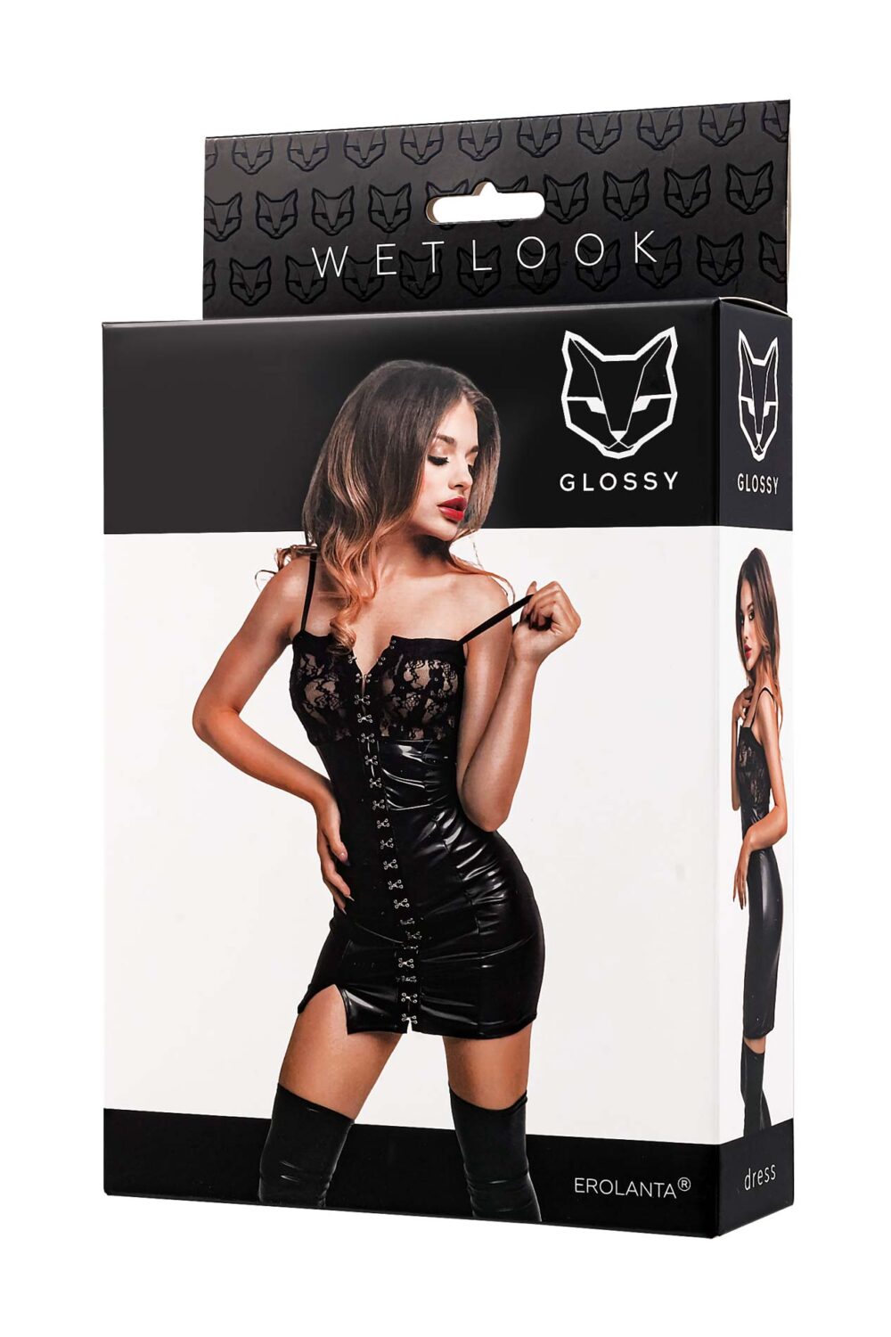 Glossy - Nelly - dress - wetlook - black - S