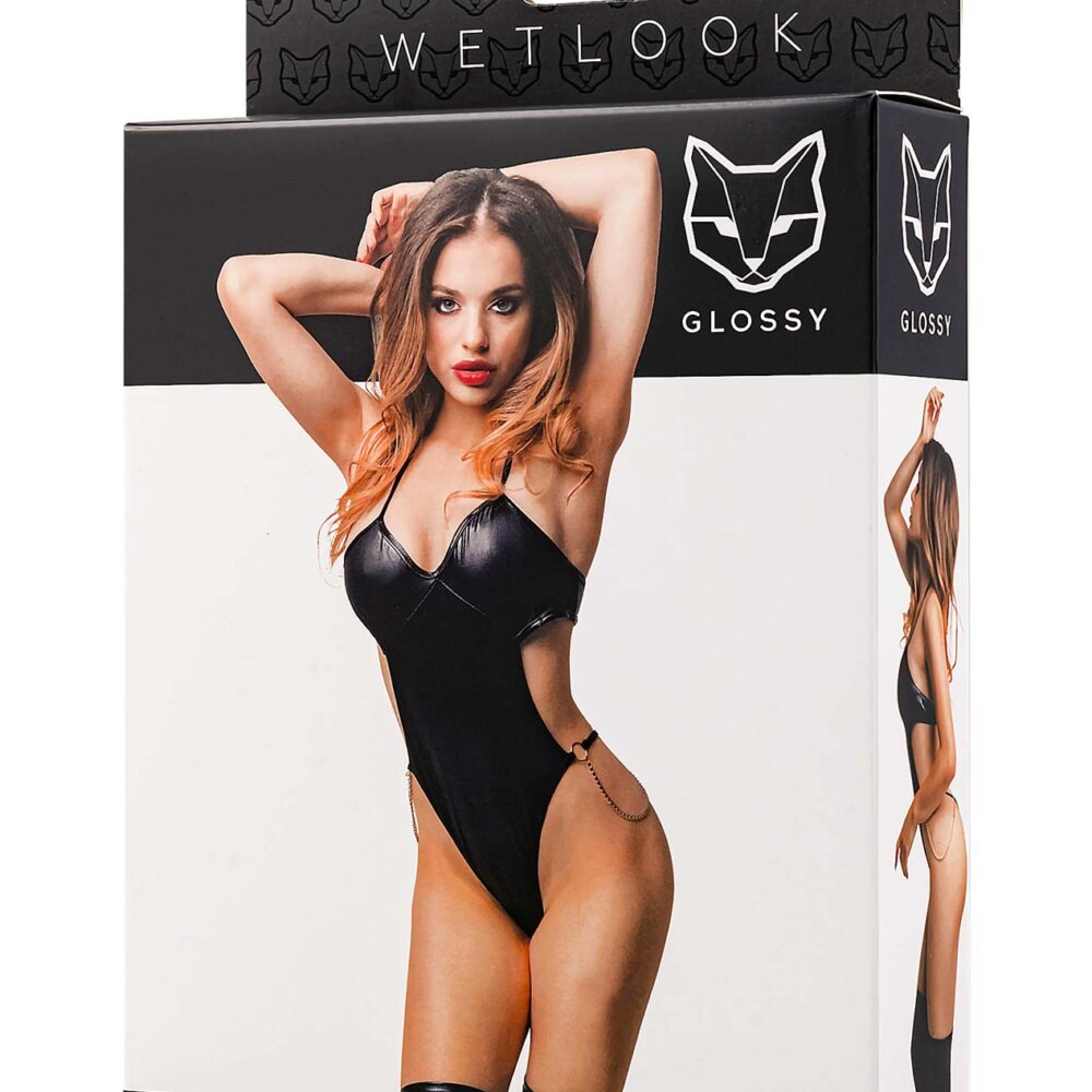 Glossy - Reina - bodysuit - wetlook - black - XL
