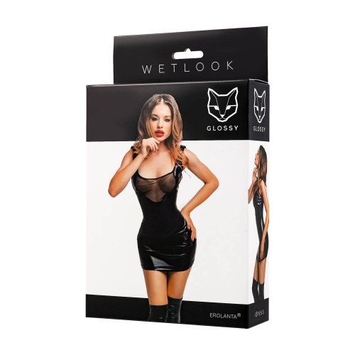 Glossy - Rimma - dress - wetlook - black
