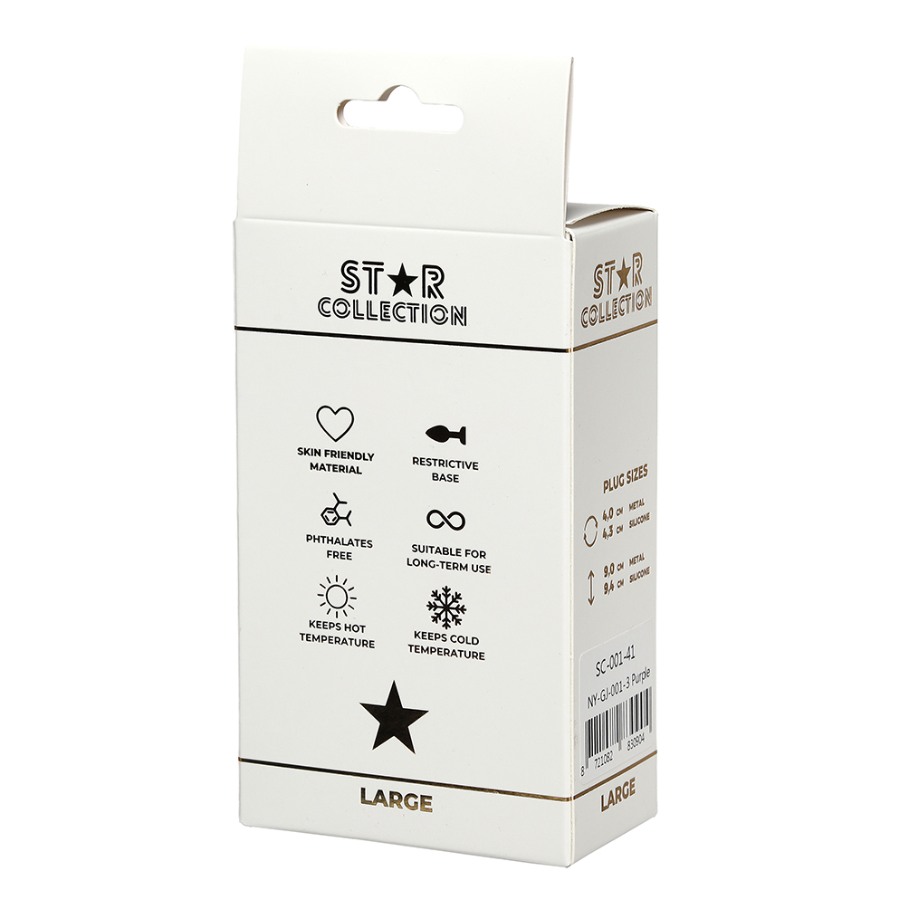 Star Collection - Purple Silicone Anal Plug L - Clear Stone - Image 2