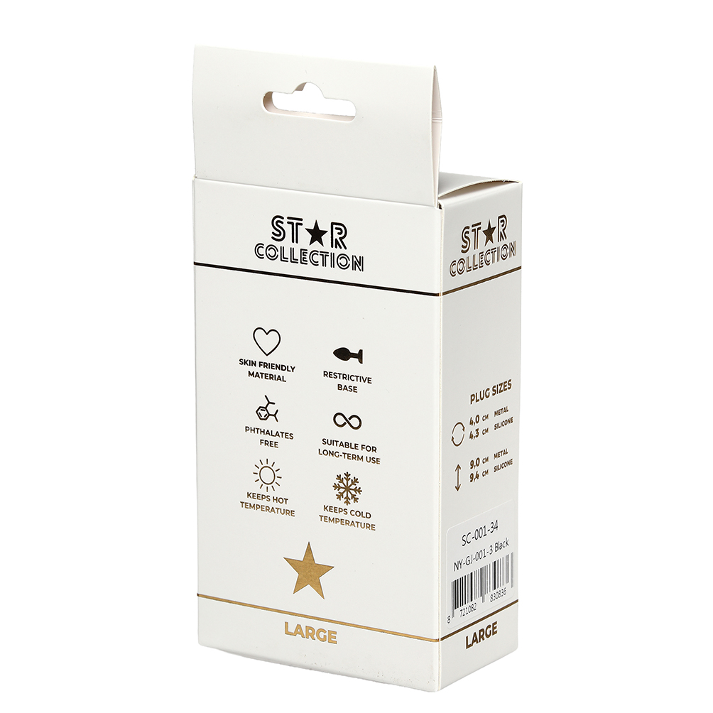 Star Collection - Black Silicone Anal Plug L- Purple Stone - Image 2