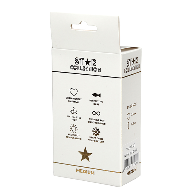 Star Collection - Pink Silicone Anal Plug M - Clear Stone - Image 2