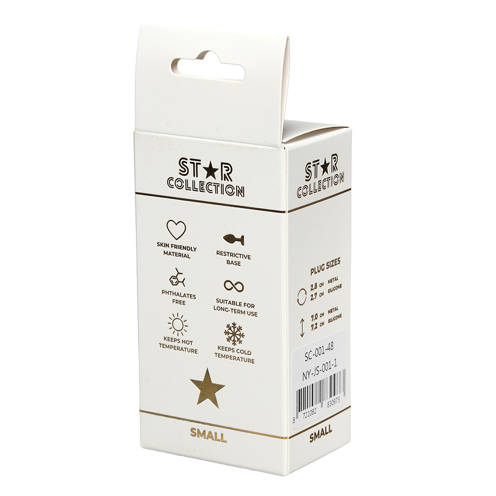 Star Collection - Silver Metal Anal Plug S - Light Blue Stone - Image 2