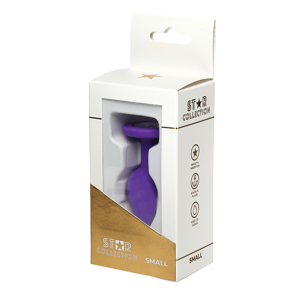 Star Collection - Purple Silicone Anal Plug S - Clear Stone