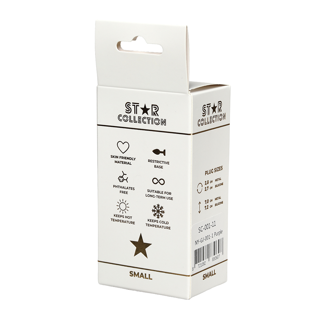 Star Collection - Purple Silicone Anal Plug S - Clear Stone - Image 2