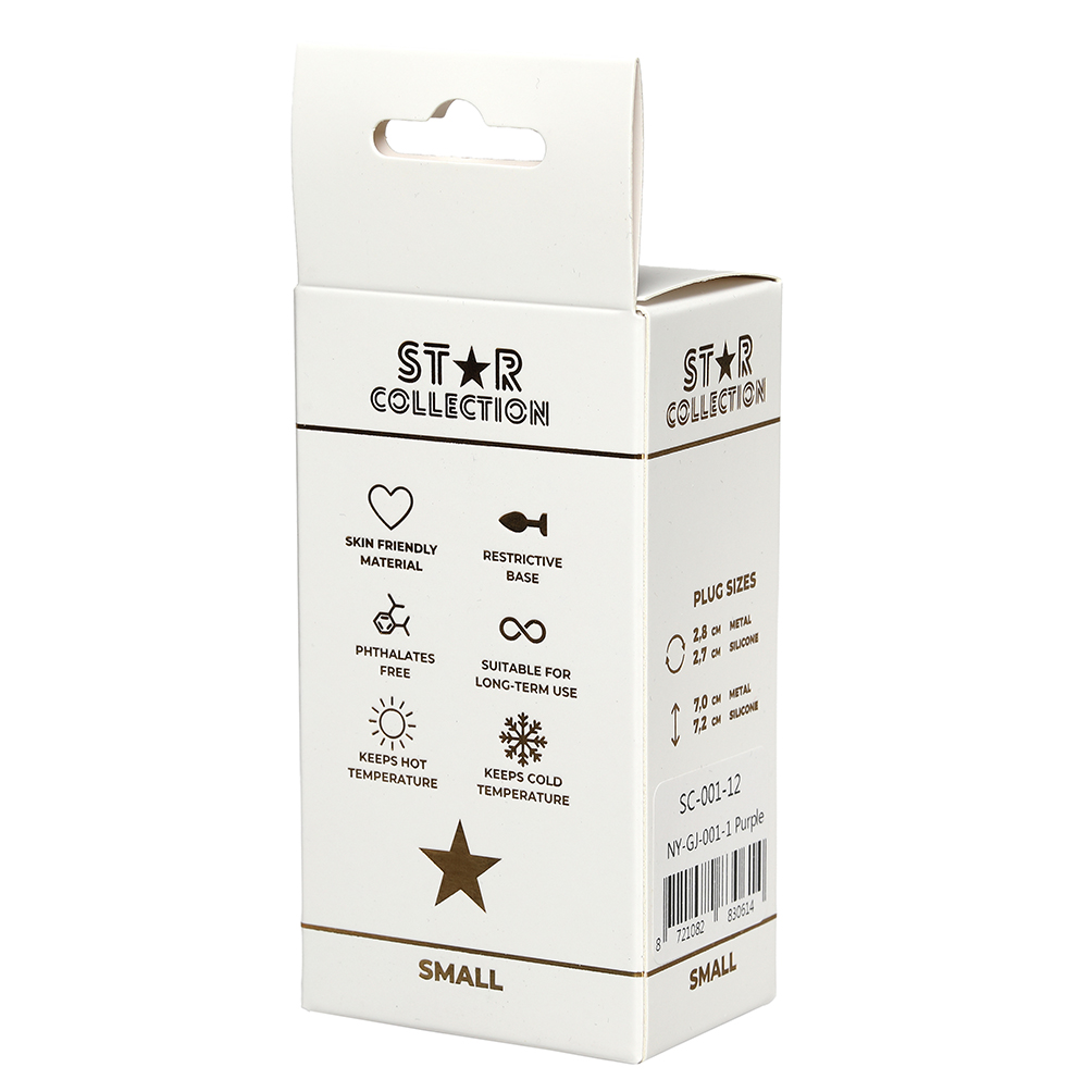 Star Collection - Purple Silicone Anal Plug S - Pink Stone - Image 2