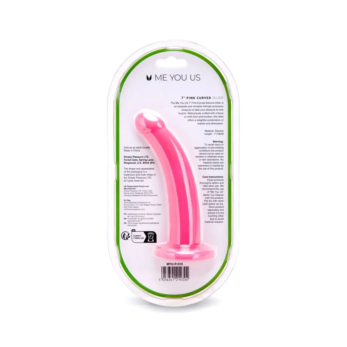 Me You Us 7" Pink Curved Silicone Dildo - Image 3